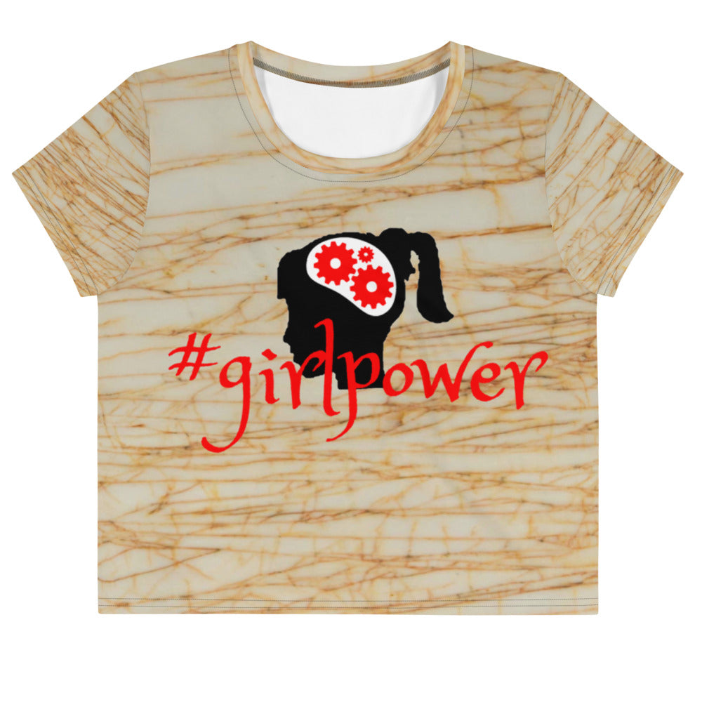 Army Green #girlpower Cropped Tees. Girls' Hashtag Art Crop Top. WickedYo.